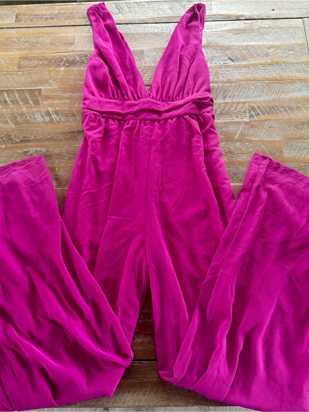 Fashion Nova Fuchsia Plunge V-Neck Jumpsuit